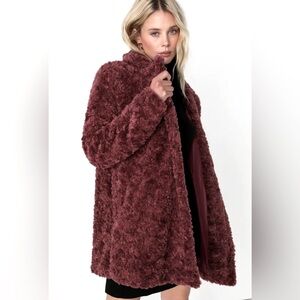 NWT Express Plum Purple Teddy Coat |Size XL